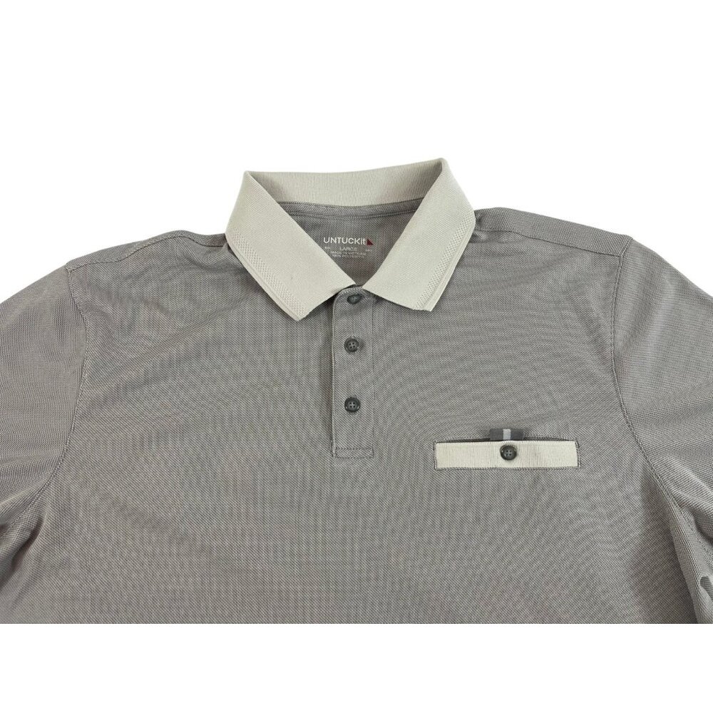 Untuckit Soter Polo Shirt Mens‎ Large Gray Performance Pocket